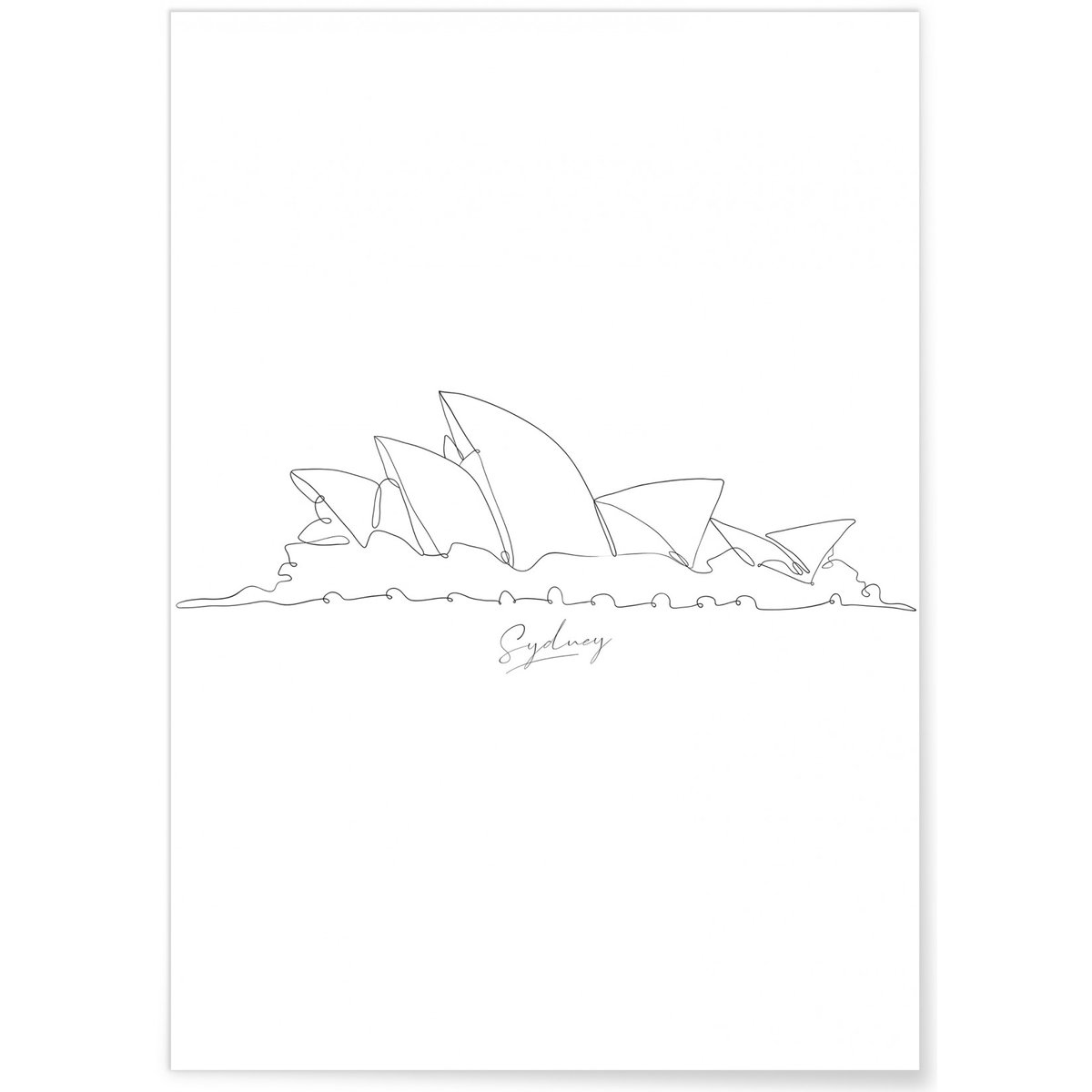 Affiche Line Art Sydney blanc, L'AFFICHERIE