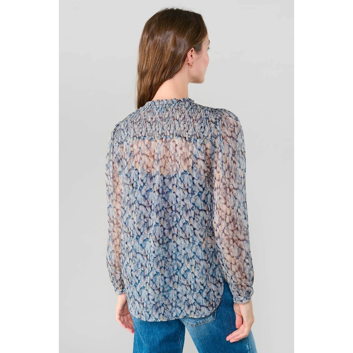 Floral Print Draping Blouse blue print, LE TEMPS DES CERISES