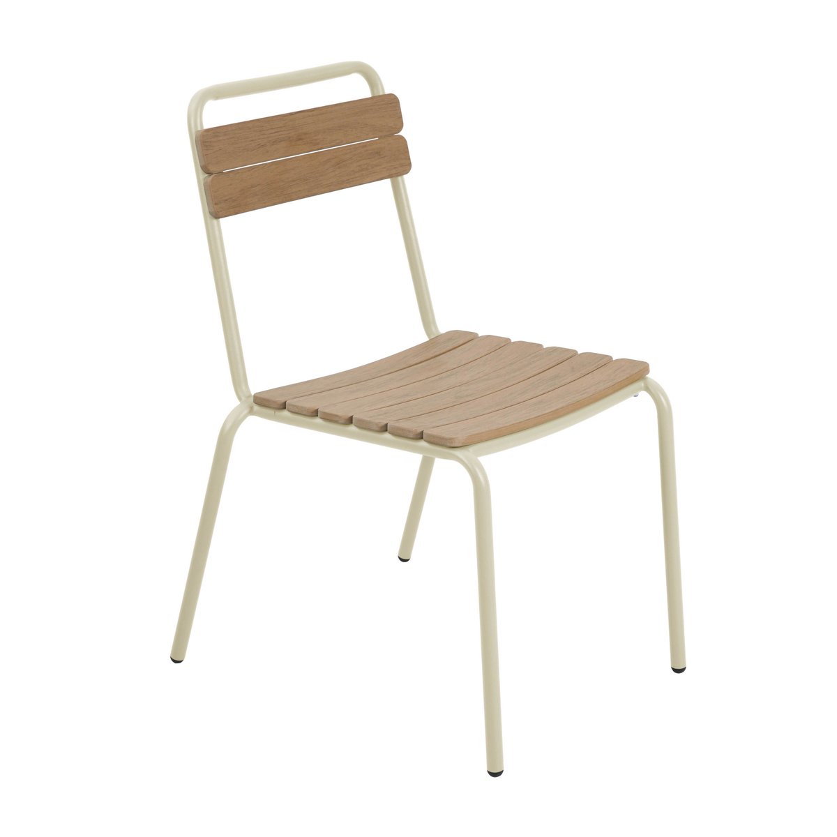 Chaise de jardin en métal effet bois, BOGOTA crème, OVIALA