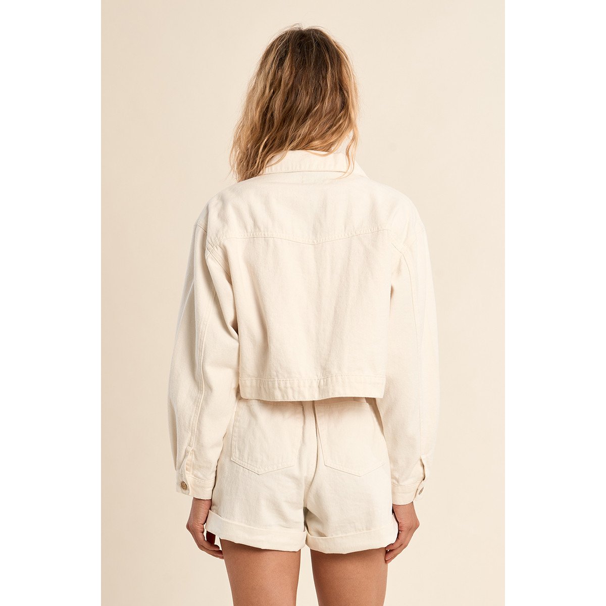 Veste courte en denim blanc, MOLLY BRACKEN