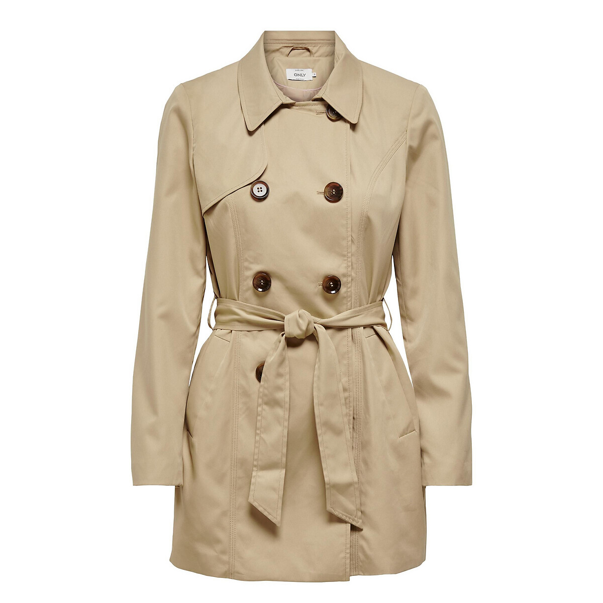 Buttoned Trench Coat with Tie-Waist beige, ONLY