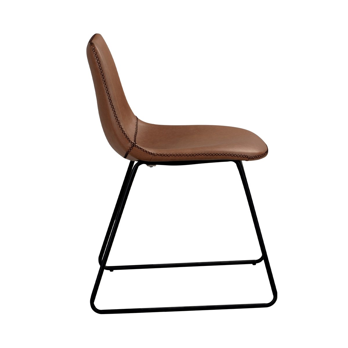Lot de 2 chaises en cuir synthétique - GASPARD marron, MAISON PAVANE