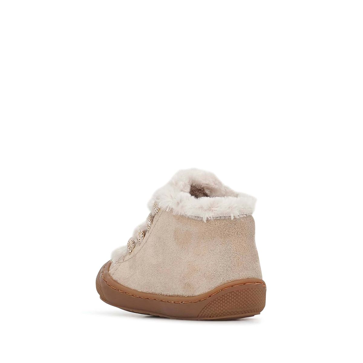 Chaussures premiers pas en daim et laine LALLIT platine, NATURINO