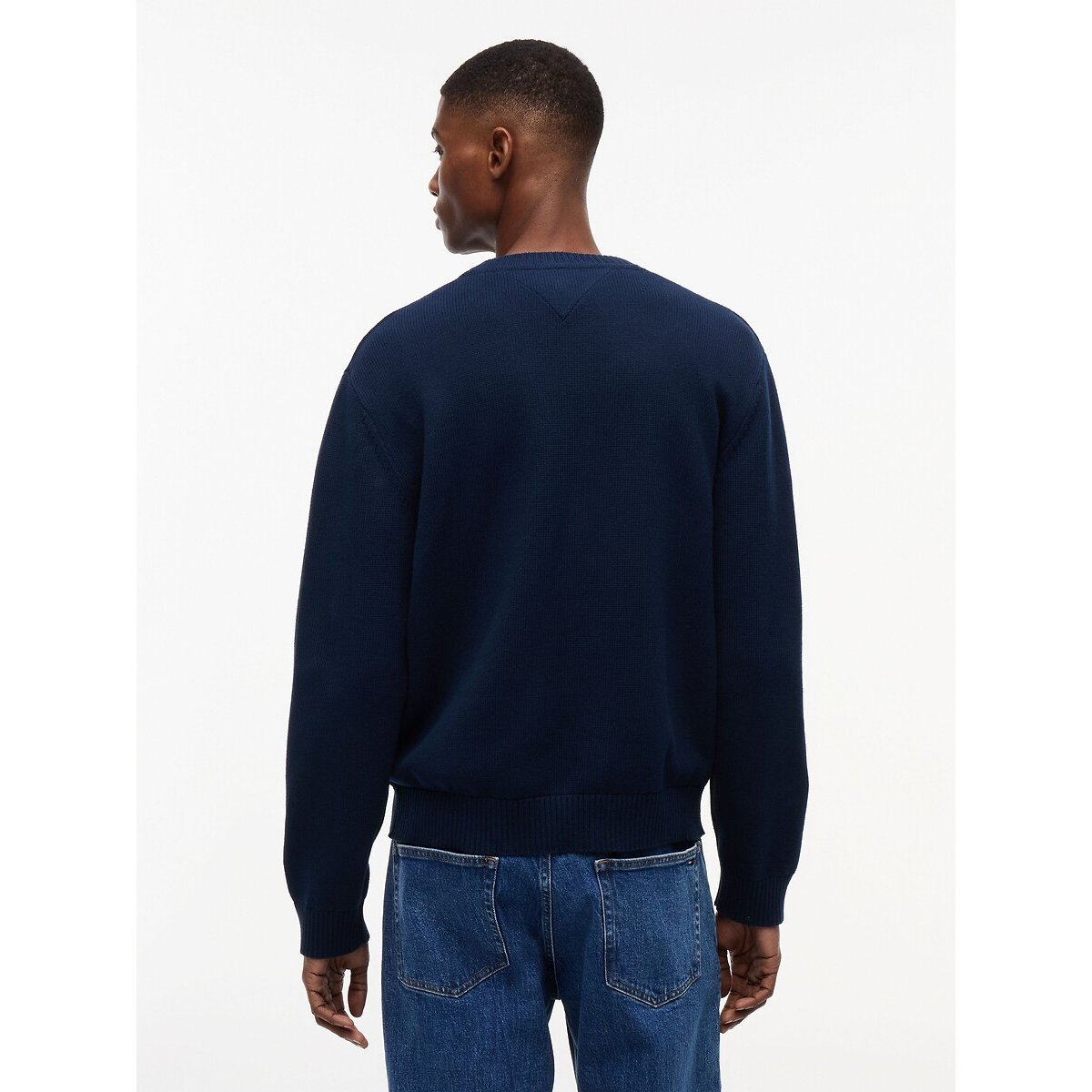 Pull col rond logo bleu marine, TOMMY JEANS