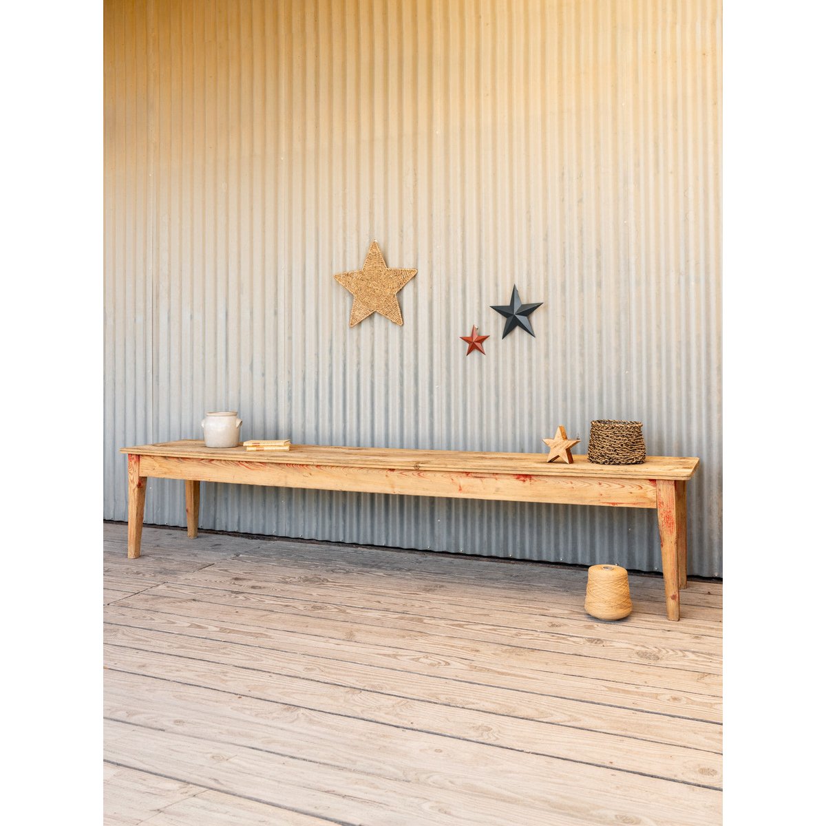 Grand banc en bois Antoine N°471 - Bon état bois clair, DEBONGOUT