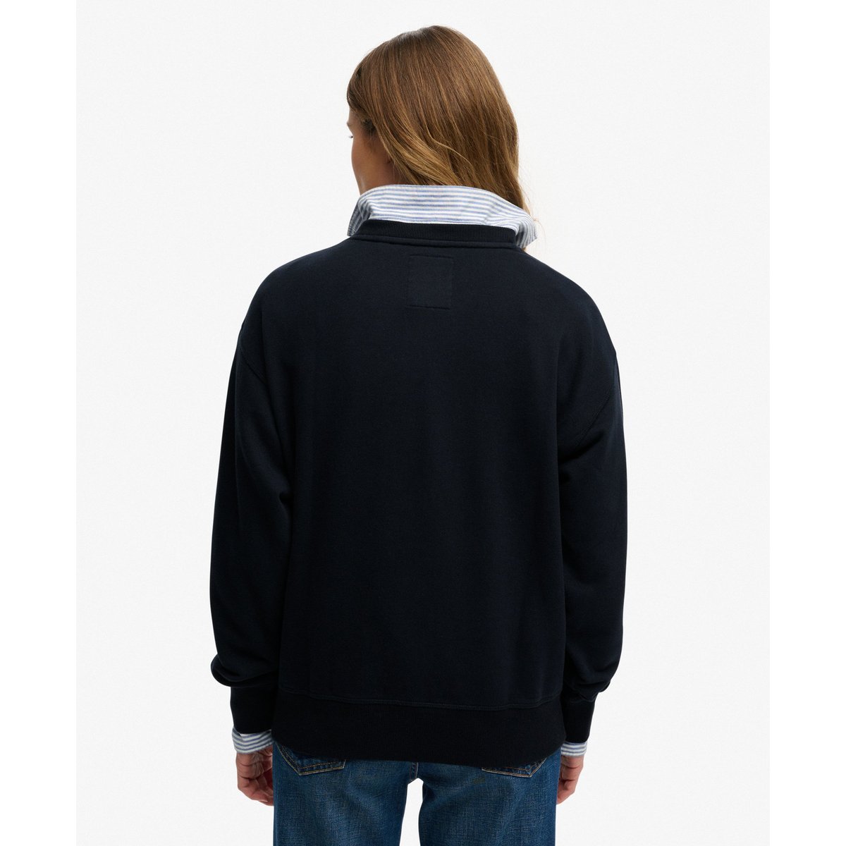 Sweatshirt Crest Coupe Ample bleu marine éclipse, SUPERDRY