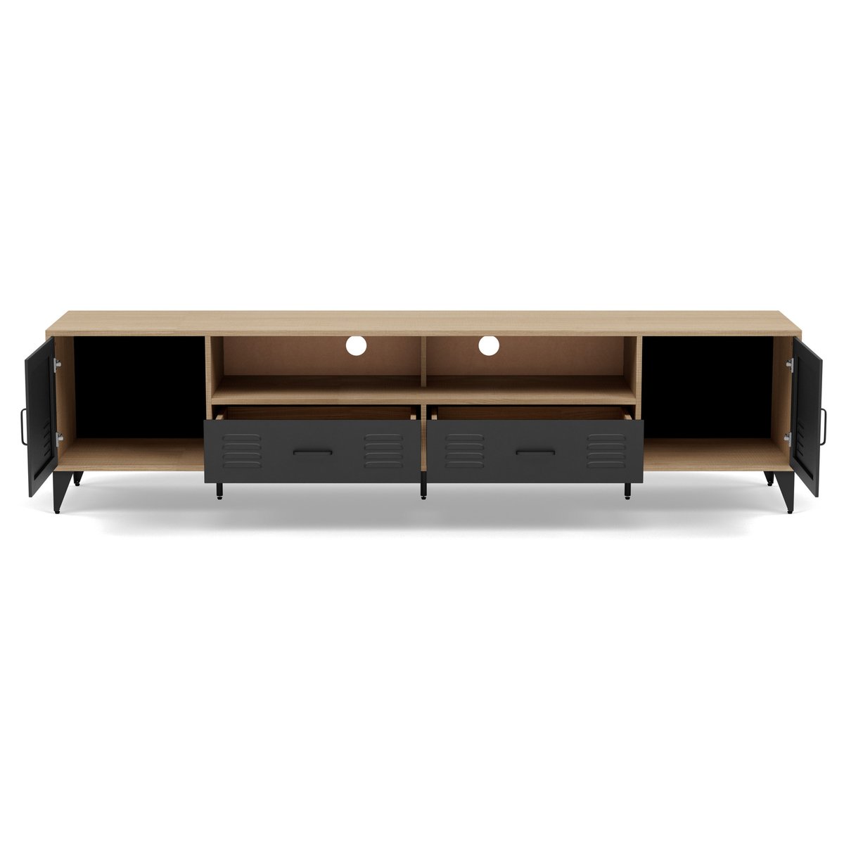 Meuble TV - TRIBECA bois / noir, LISA DESIGN