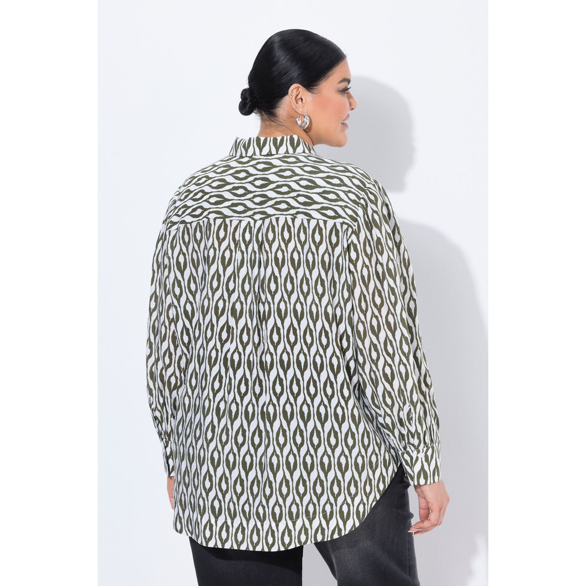 Chemisier imprimé, coupe oversize kaki foncé, ULLA POPKEN