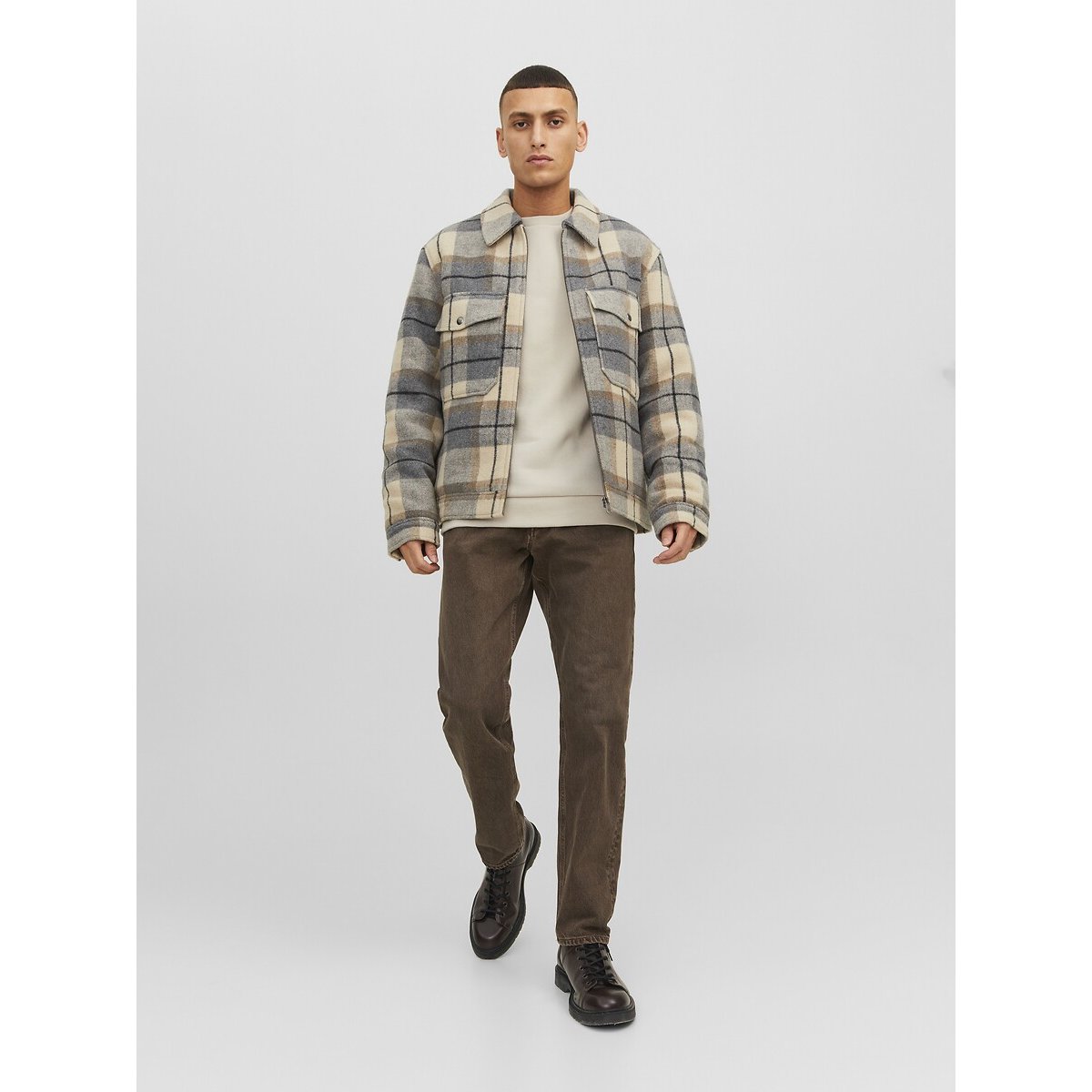Lot de 2 sweats, col rond, BRADLEY crème + marine, JACK & JONES