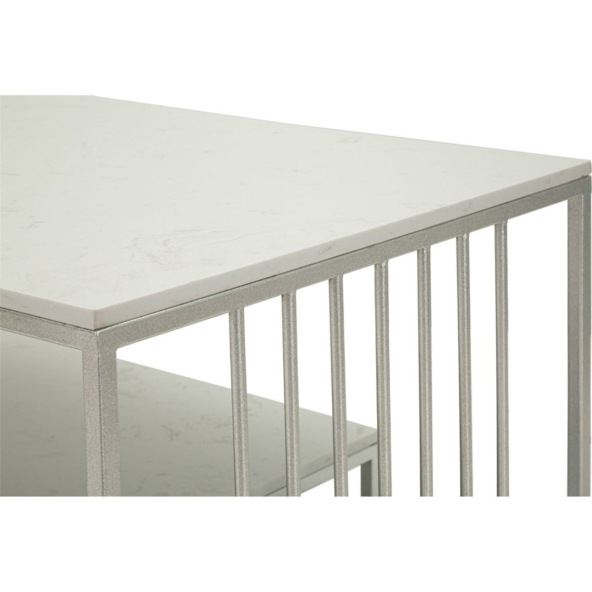 Table basse double plateau effet marbre GLAM argent et blanc, RECOLLECTION