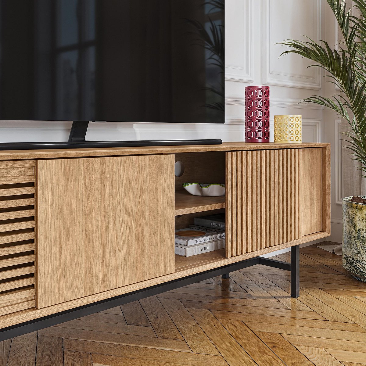 Banc TV chêne ELYA naturel clair, HABITAT