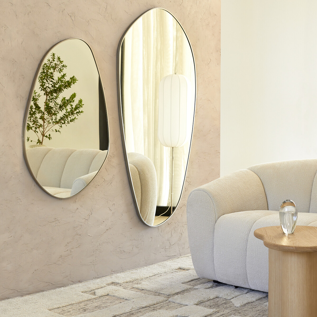 Miroir organique en nickel satiné H140 cm, Lido transparent, AM.PM