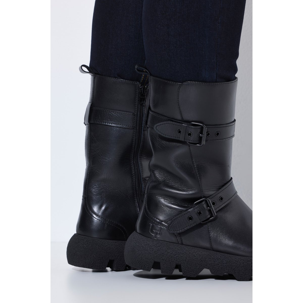 Bottes en cuir nappa , pied large noir, ULLA POPKEN