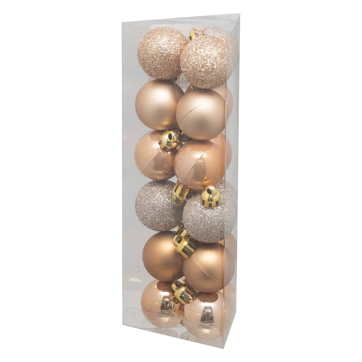 Boule de Noël plastique 30mm x18 nude beige, ATMOSPHERA