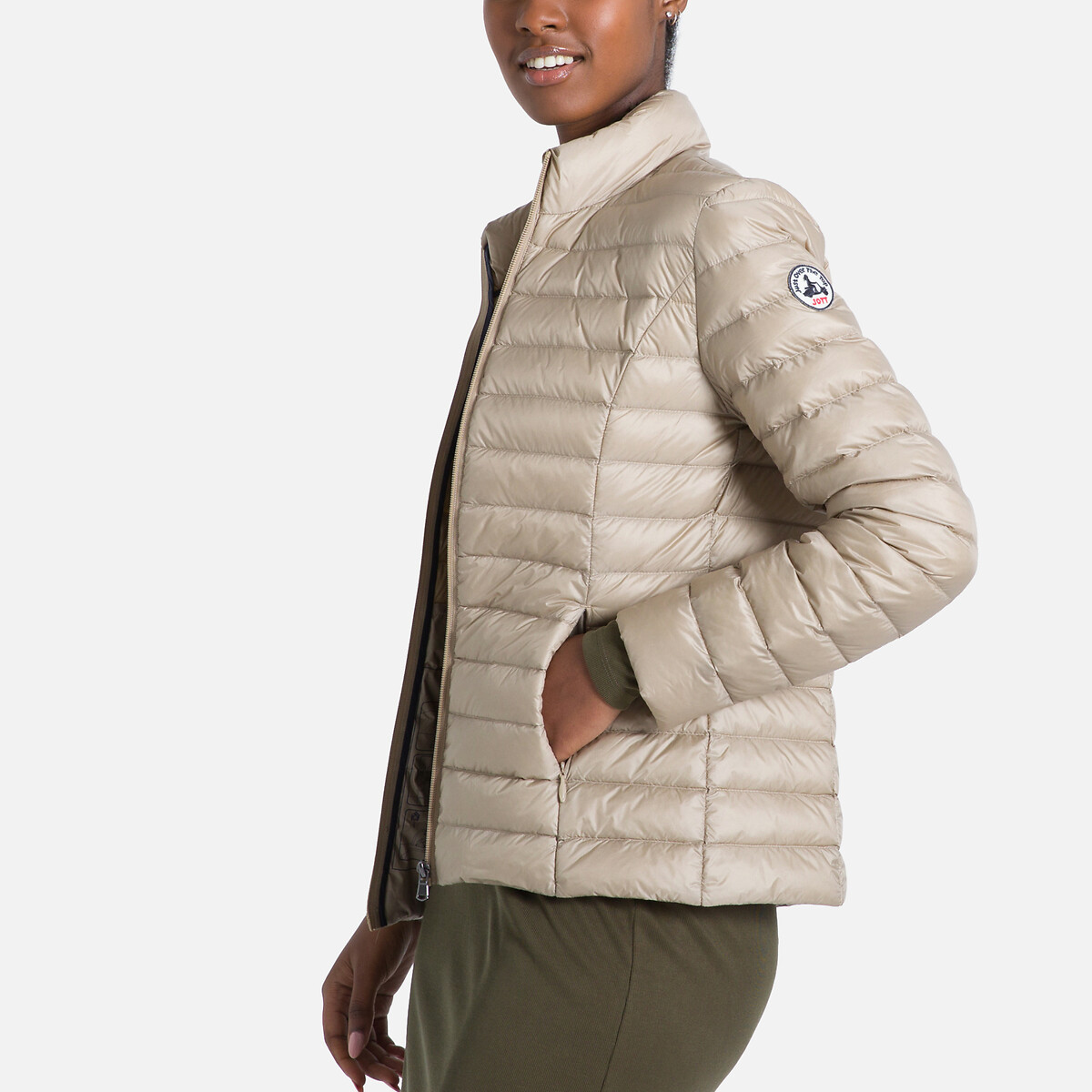 Cha Padded Jacket with High Neck and Zip Fastening beige, JOTT