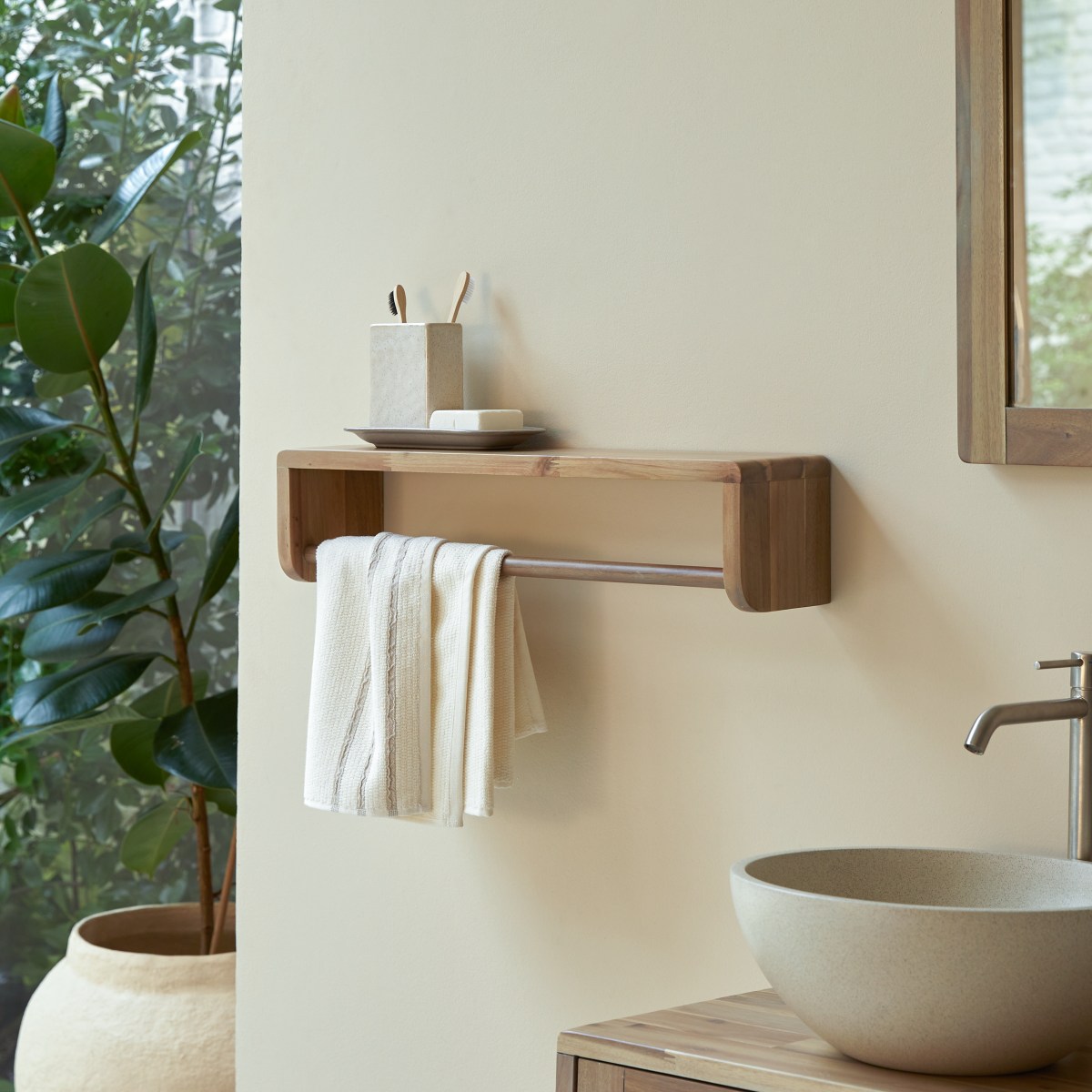 Porte-serviette en Acacia massif, LILA naturel, TIKAMOON