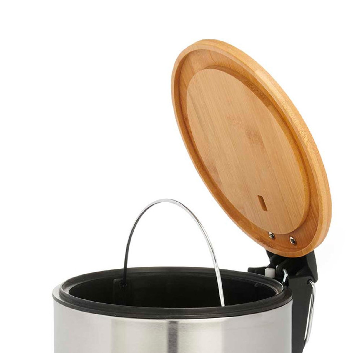 Poubelle salle de bain en métal chromé et bambou 5L chrome/inox, WADIGA