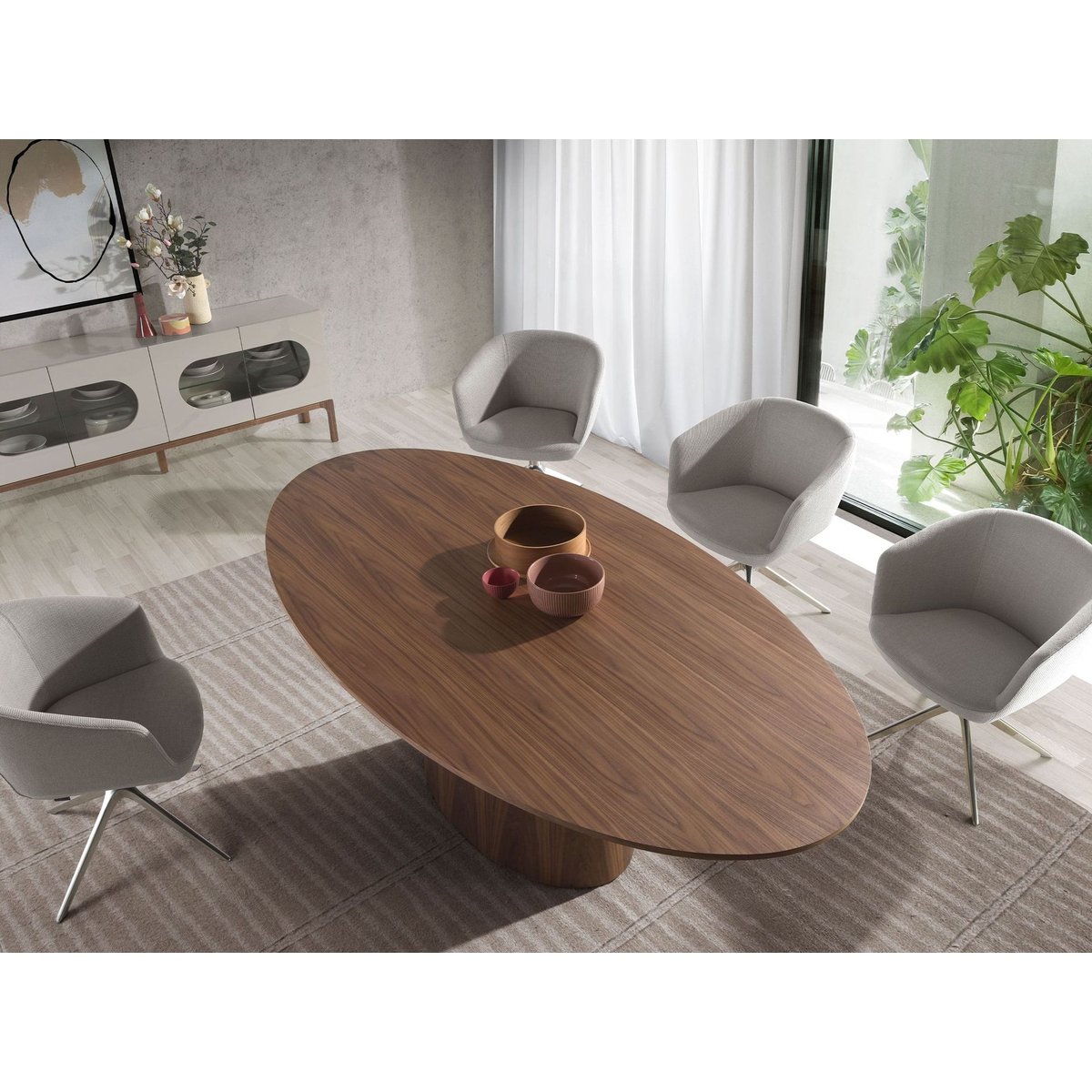 Table à manger ovale noyer walnut, ANGEL CERDA
