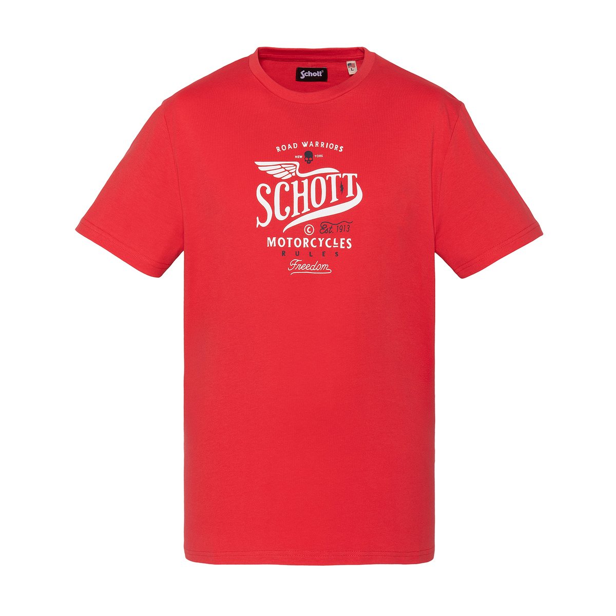 T-shirt imprimé Schott Motorcycles rouge, SCHOTT