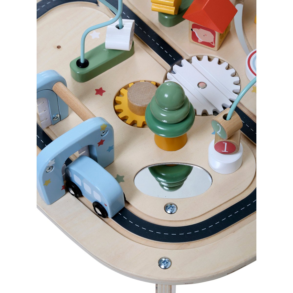 Table d'activités circuit de voitures en bois beige, VERTBAUDET