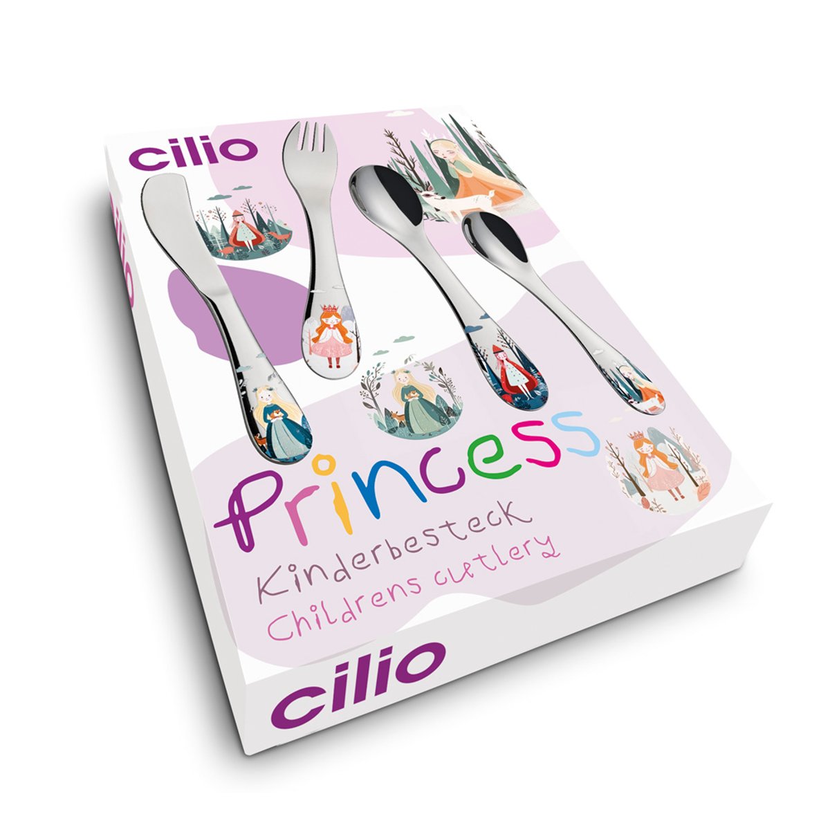 Couverts enfants Princesse 4 pièces argent / métallique, CILIO