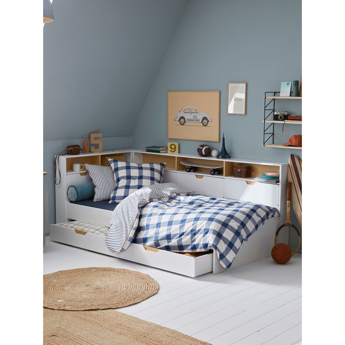 Lit enfant multi rangements TRÉSOR blanc, VERTBAUDET