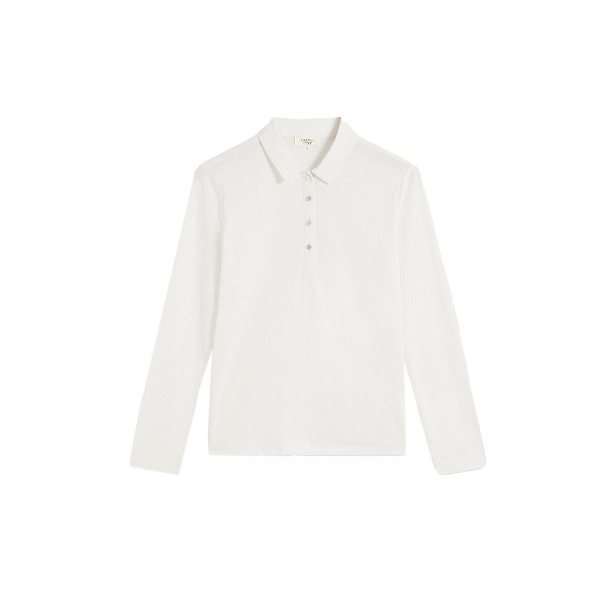 T-shirt droit col polo en coton TIRUS ivoire, CAROLL