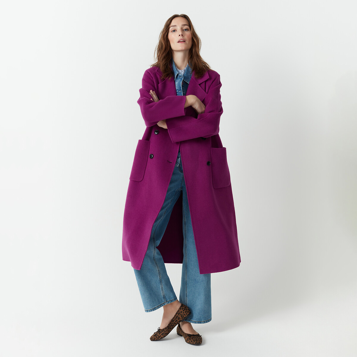 Manteau oversize, en laine mélangée, Signature MARTIAL rose, LA REDOUTE COLLECTIONS