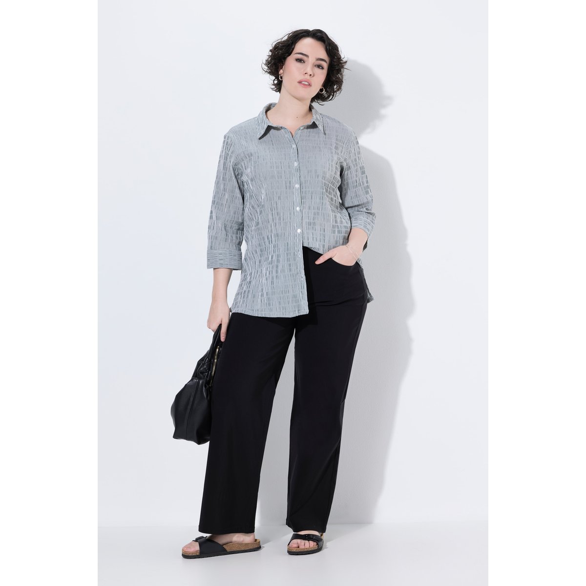 Pantalon Mary en bengaline extensible noir, ULLA POPKEN