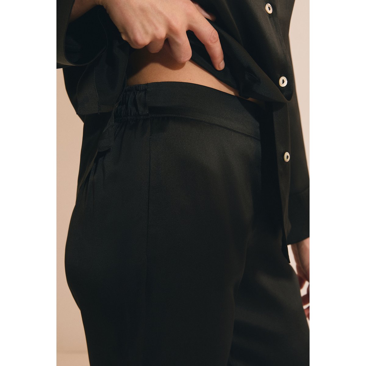 Pantalon de pyjama en soie PEARLY noir, ETAM