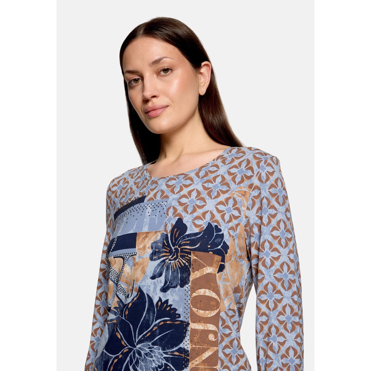 T-shirt oversize à impression bleu/marron, BETTY BARCLAY