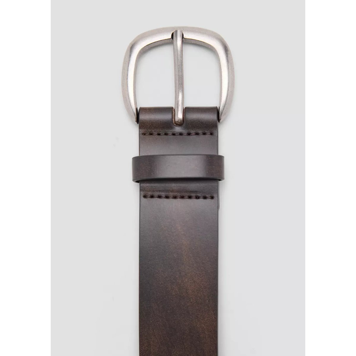 Ceinture en cuir effet usé chocolat, MANGO