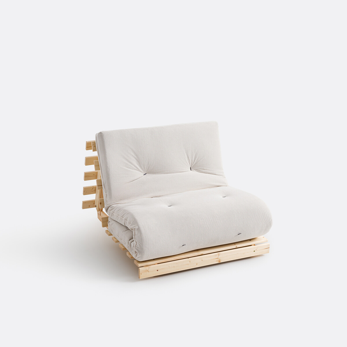 Matelas futon, 90 x 190 cm en velours côtelé, THAÏ ecru, LA REDOUTE INTERIEURS