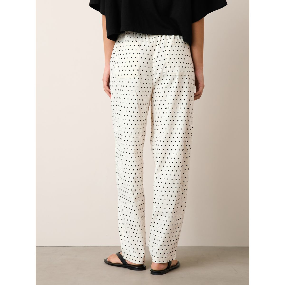 Pantalon bouffant en lin mélangé tache blanche/noire, NEXT