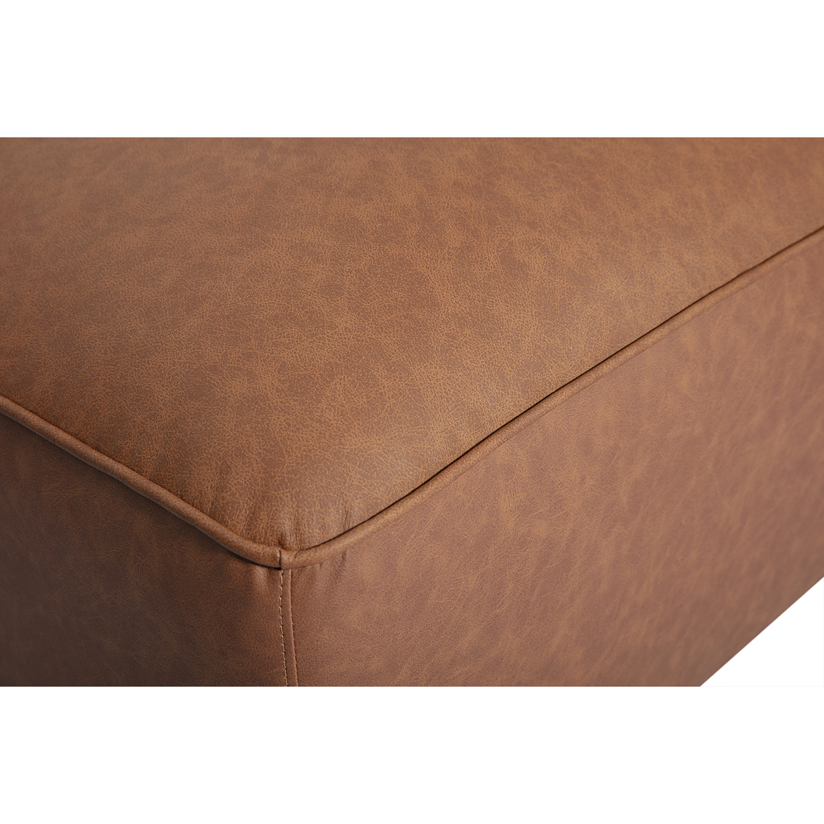 Pouf repose pieds en cuir marron FERGUS marron, MILIBOO
