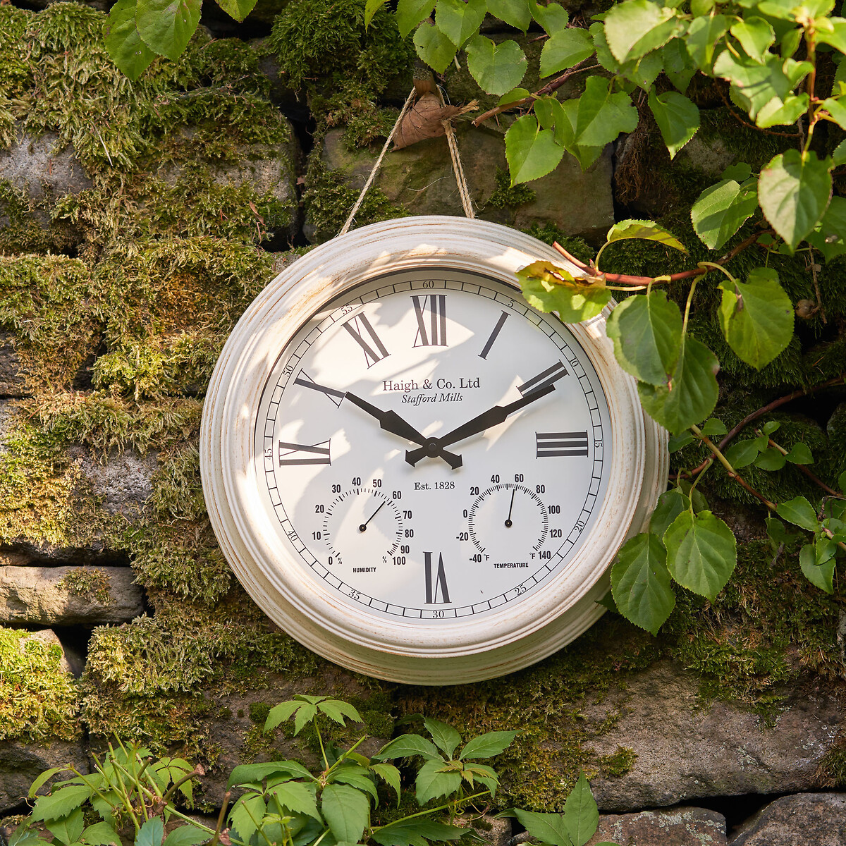 42cm Antique Effect Gold Brushed Cream Indoor/Outdoor Wall Clock cream, SO'HOME