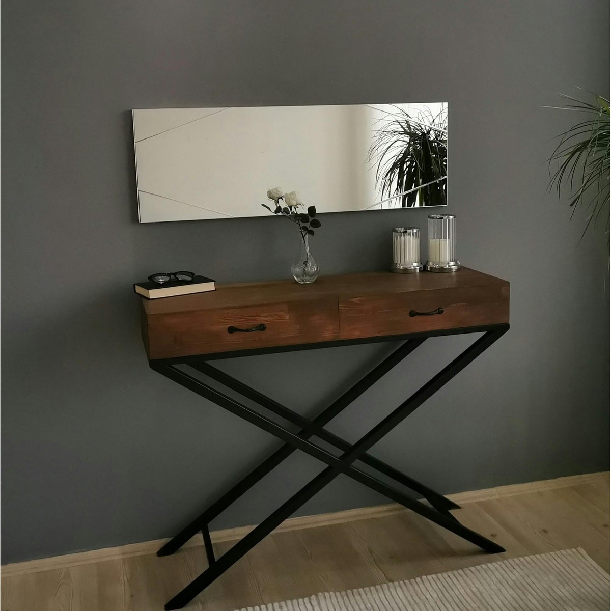 Miroir rectangulaire mural avec angles marqués 105 cm CODY argenté, PIER IMPORT