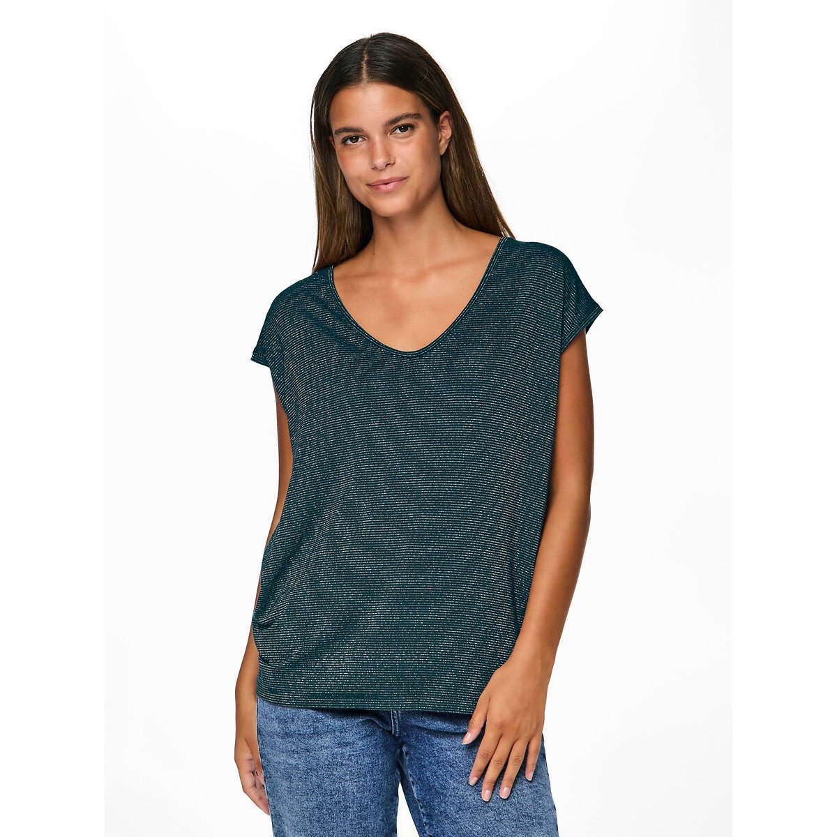 Camiseta efecto brillante azul/dorado, PIECES