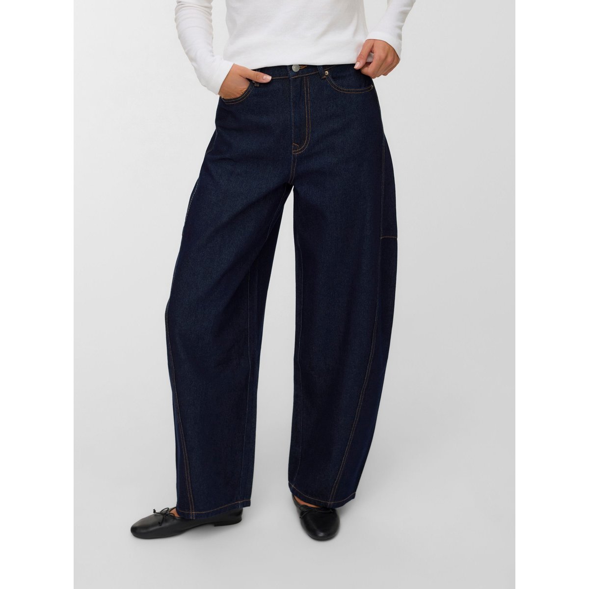 Jean À Coupe Large dark blue denim, VERO MODA