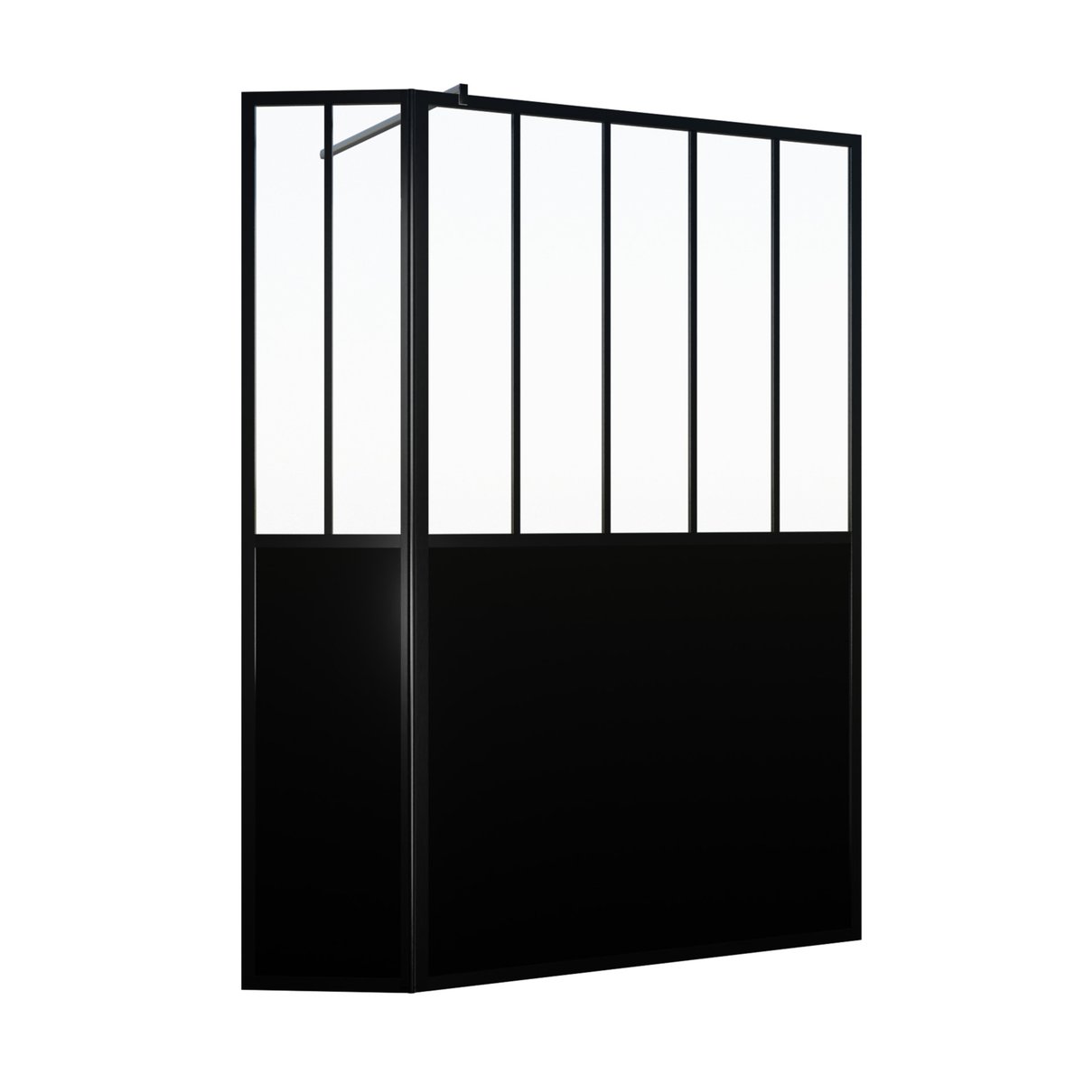 Paroi de douche verrière avec volet pivotant en verre trempé 5 mm noir, HOME MAISON