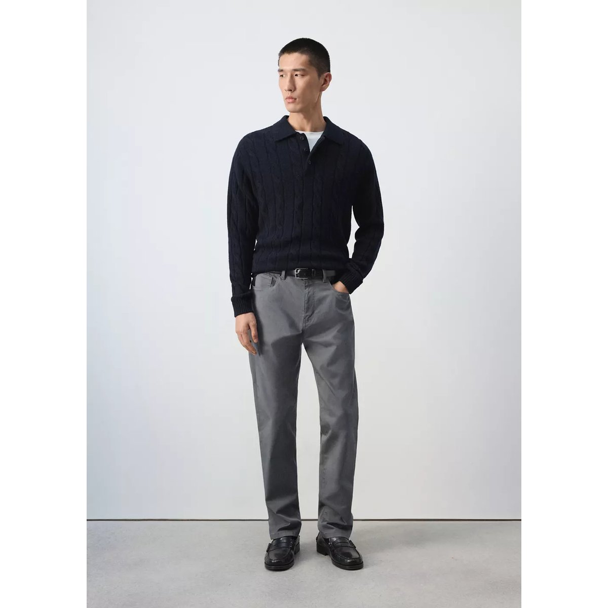 Pantalon coton regular-fit gris foncé, MANGO MAN