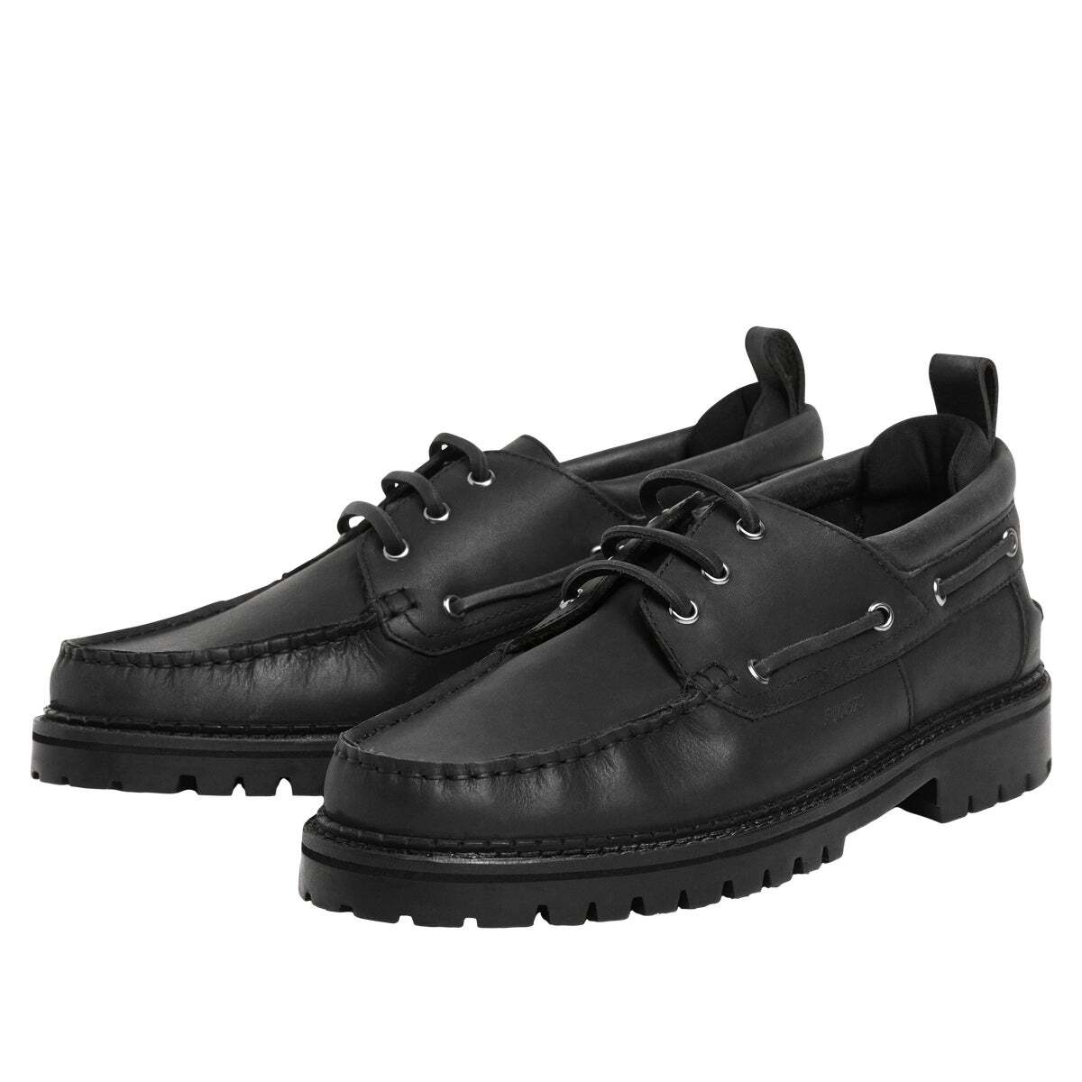 Baskets Bateau En Cuir noir, PEPE JEANS