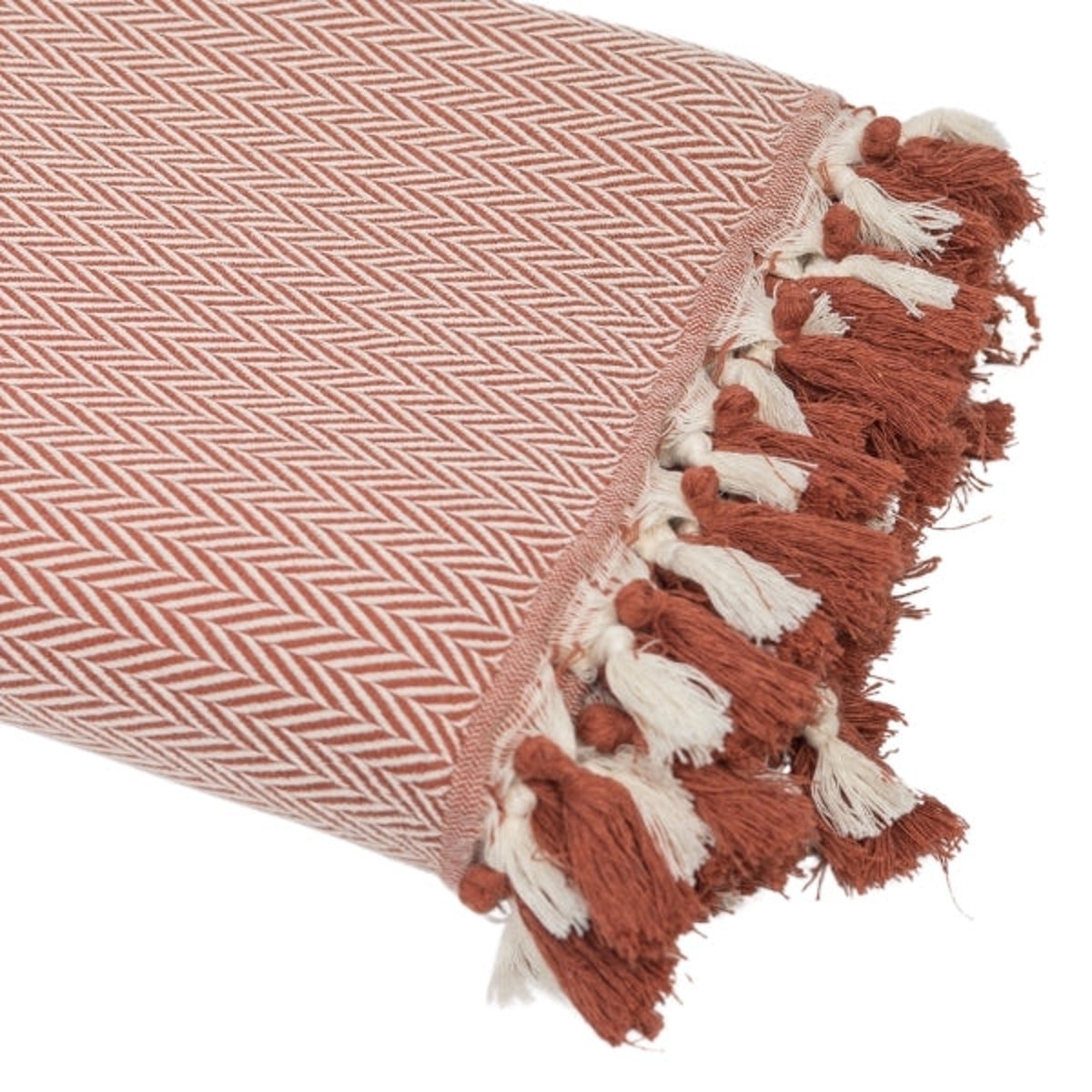 Plaid coton MEGEVE rouge tomette, FEBRONIE