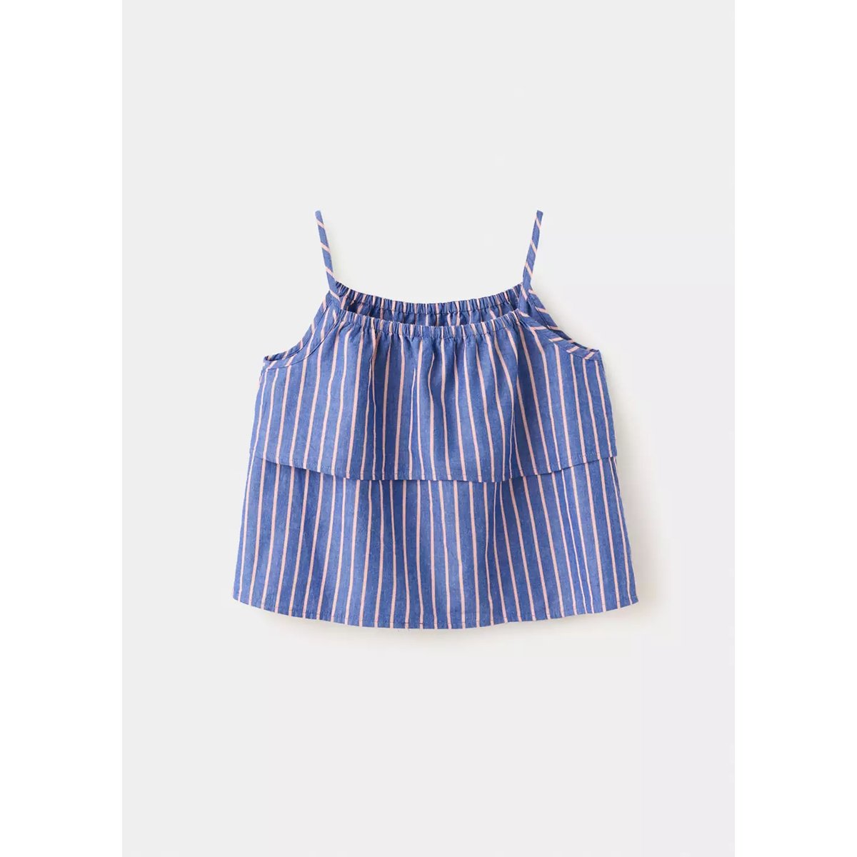 Blouse à rayures en coton bleu, MANGO KIDS