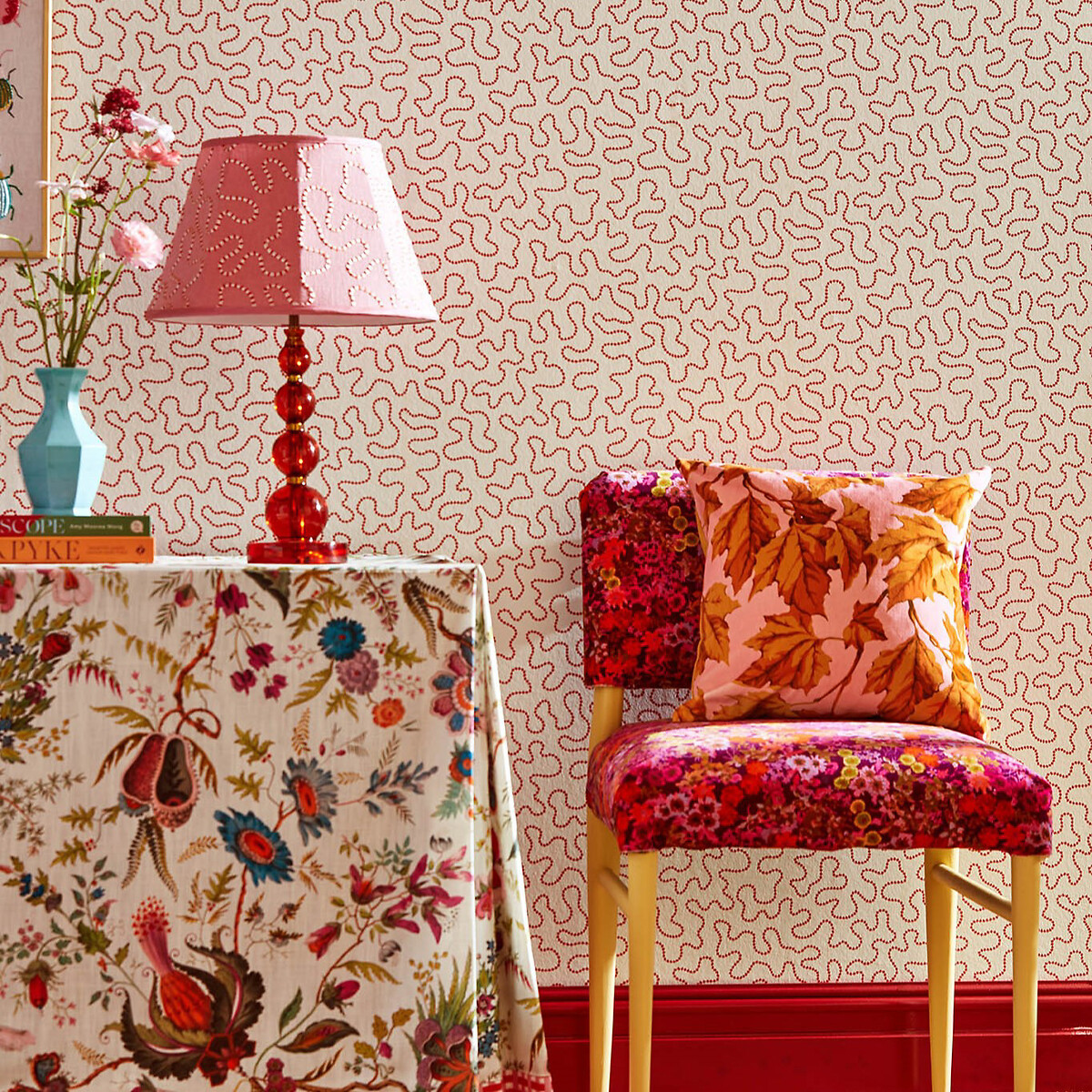 Wiggle Carnelian Rose Quartz Wallpaper cream, HARLEQUIN X SOPHIE ROBINSON