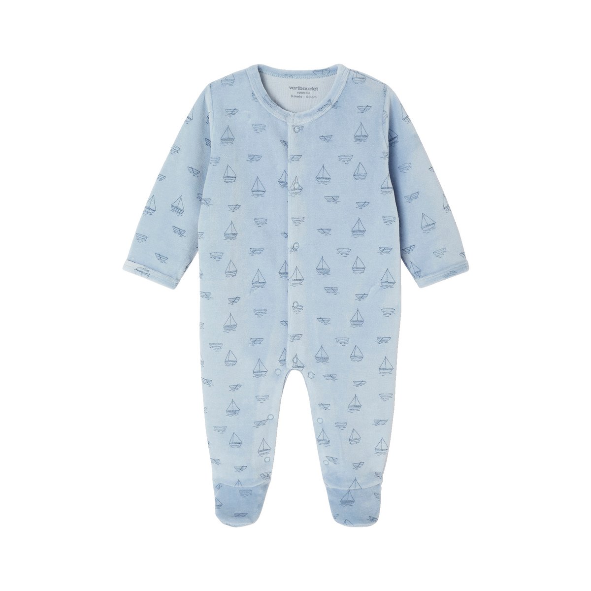 Lot de 3 dors-bien naissance en velours bleu nuit, VERTBAUDET