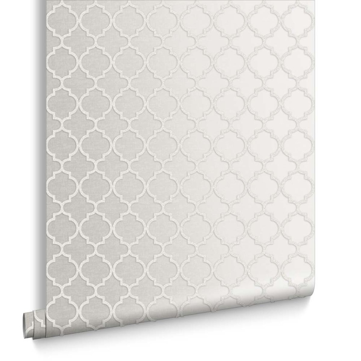 Papier peint quadrillage Trelliage nacré blanc argenté, GRAHAM ET BROWN