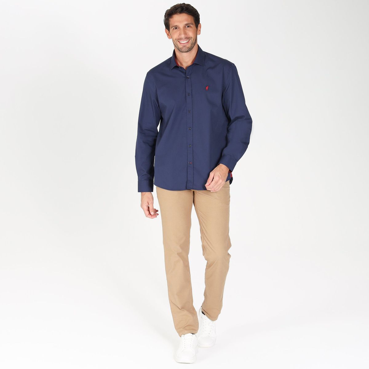 Chemise popeline manches longues en coton COCKER marine, GENTLEMAN FARMER