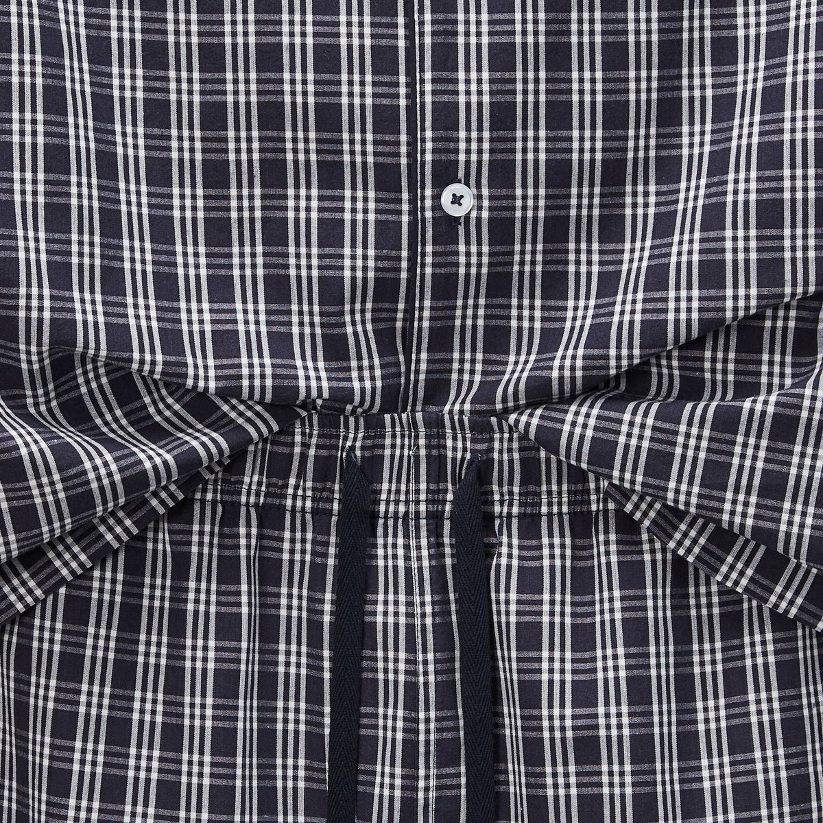 Pyjama Chemise manches longues et pantalon rayé en coton marine, MONOPRIX