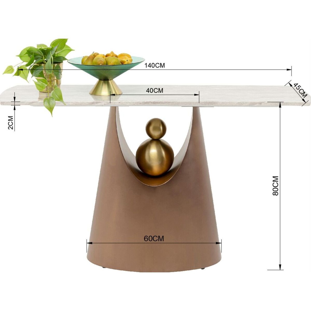 Console en marbre et acier, GERALDO beige, KARE DESIGN